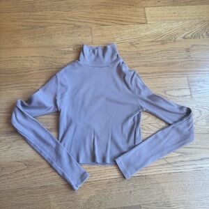 Reformation Ribbed Taupe Turtleneck